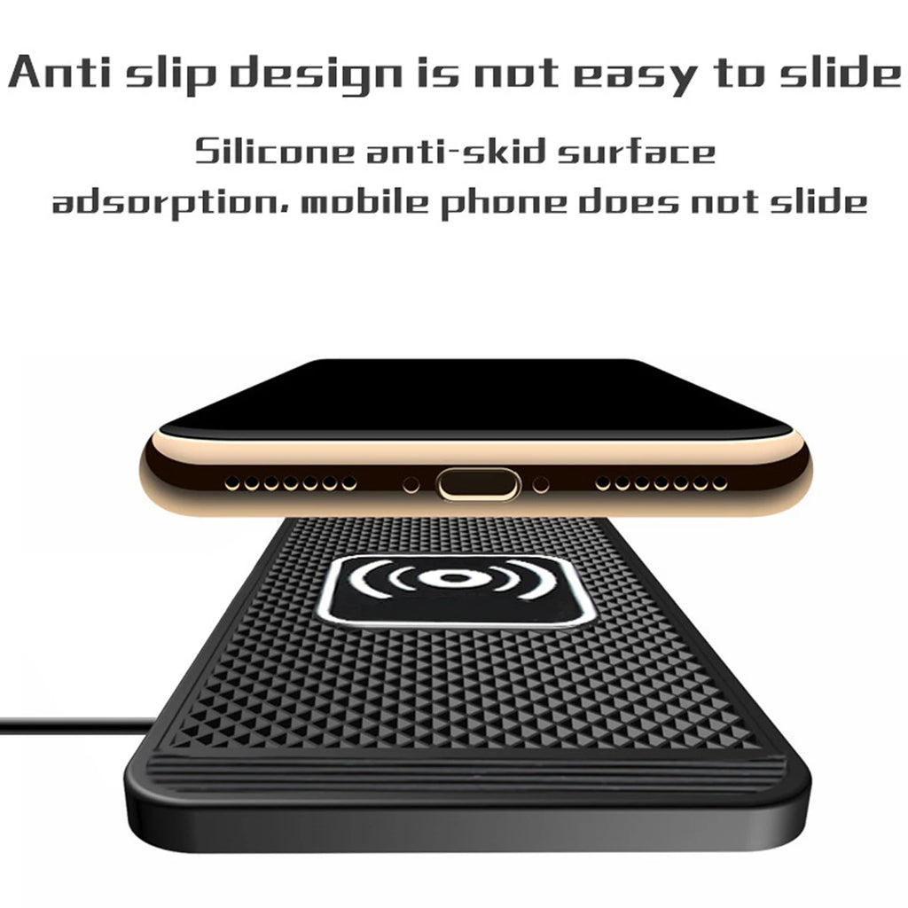 15W Wireless Car Phone Charger Pad, Anti-Slip Qi Fast Charger, Compatible with Android & iPhone 12/13/14/15