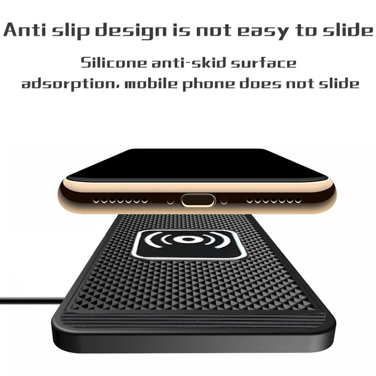 15W Wireless Car Phone Charger Pad, Anti-Slip Qi Fast Charger, Compatible with Android & iPhone 12/13/14/15