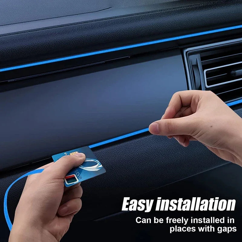 Car Interior Atmosphere Lighting LED Strip DIY Flexible EL Cold Light Line Tube With USB Auto Decoration Ambient Lamp