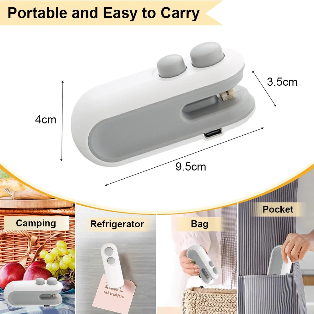 Mini Heat Bag Sealing Machine Plastic Bag Sealer Rechargeable Food Packing Bag Thermal Sealer Portable Plastic Bag Heat Sealer