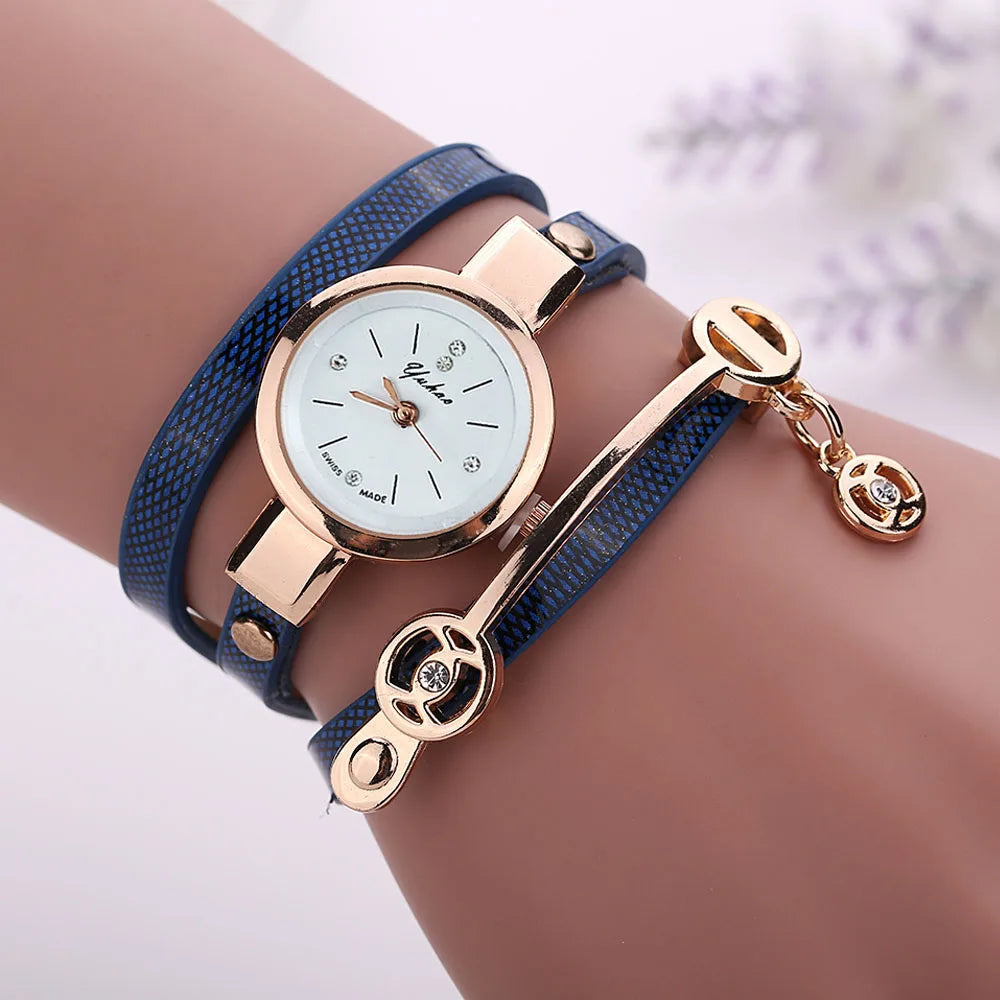 Women Watches Rhinestone Multilayer Bracelet Watch Women Faux Leather Strap Analog Quartz watch Fashion Dress Clock часы женские