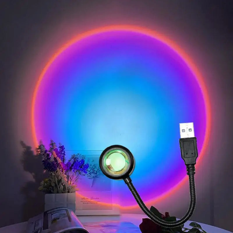 LED USB Sunset Lamp Projector Home Decor RGB Night Light Portable Mood Light For Living Room Wall Photography Neon Lights Lamp