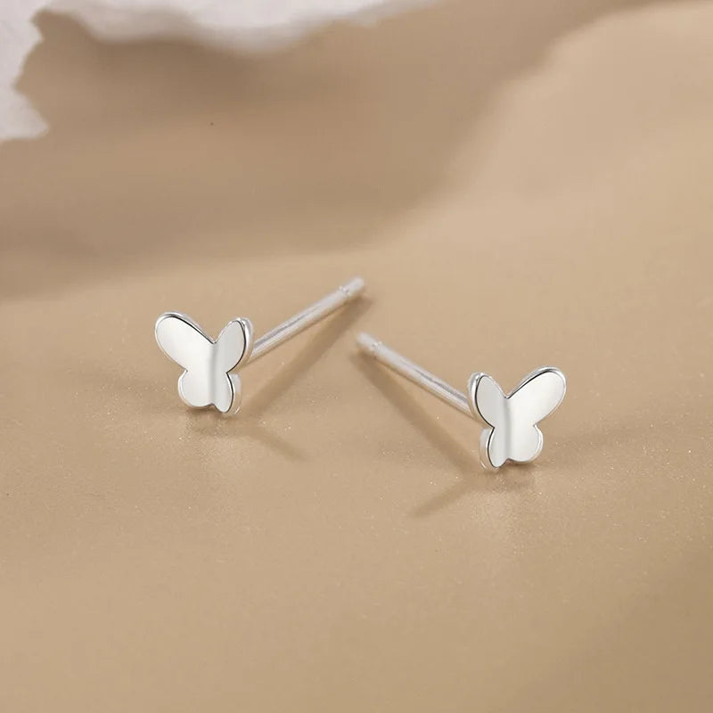 925 Sterling Silver Butterfly Earrings Sparkling Zircon Minimalist Earrings Women's Stacked Earrings Birthday Gift Jewelry