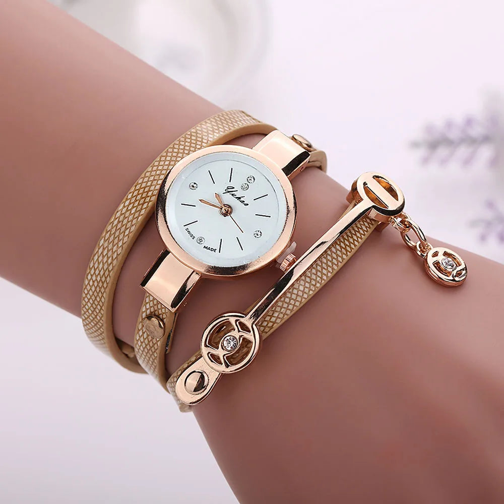 Women Watches Rhinestone Multilayer Bracelet Watch Women Faux Leather Strap Analog Quartz watch Fashion Dress Clock часы женские