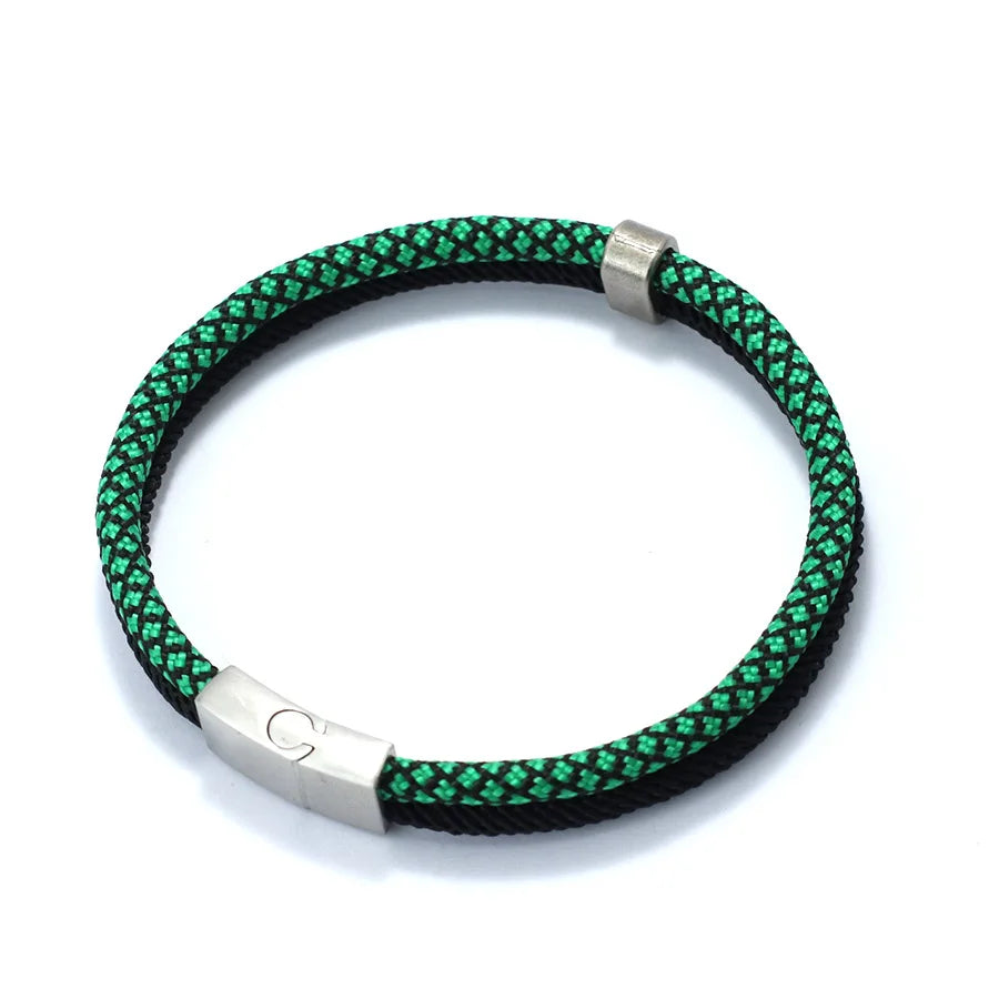 Grade A Mens Paracord Bracelet Stainless Steel Buckle Wrap Surfing Braclet Bicolor Macrame Braslet Handmade Marine String Joias