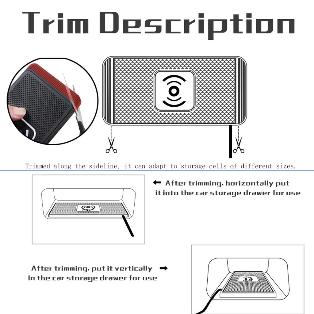 15W Wireless Car Phone Charger Pad, Anti-Slip Qi Fast Charger, Compatible with Android & iPhone 12/13/14/15