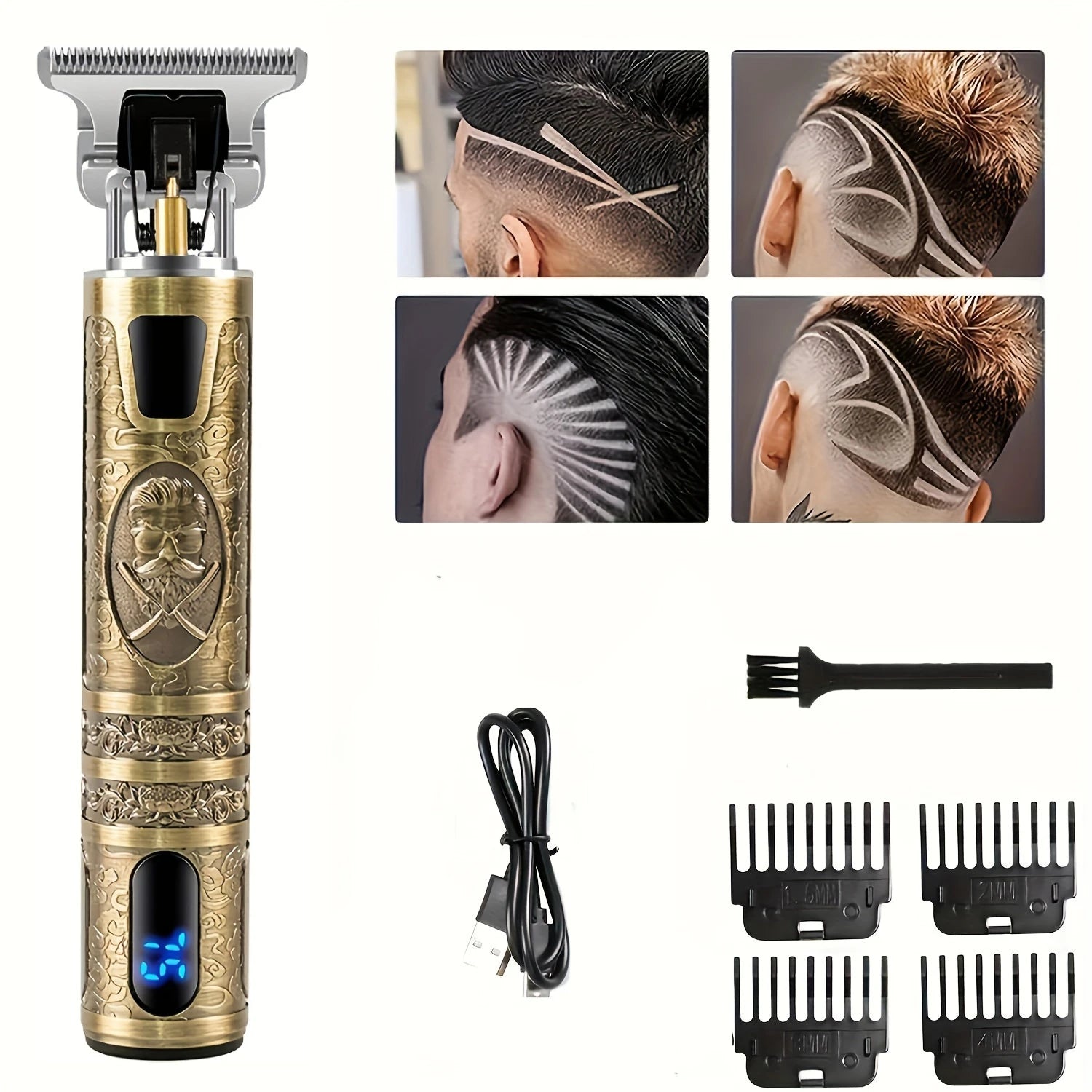 Electric Hair Clipper With LCD Display Oil Head Hair Cutting Machine Hair Beard Trimmer Rechargeable USB Shaver For Men Father