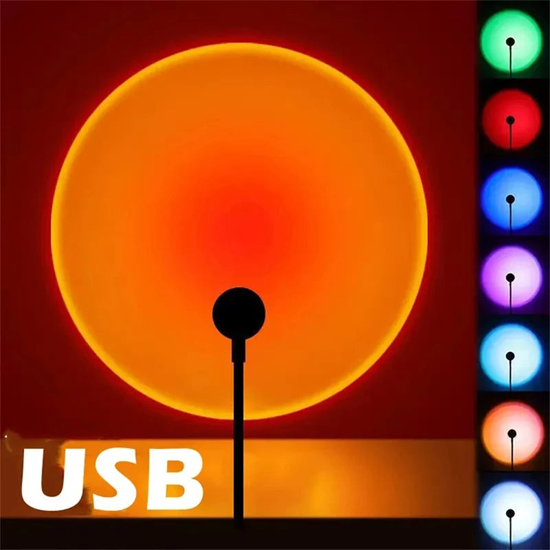 LED USB Sunset Lamp Projector Home Decor RGB Night Light Portable Mood Light For Living Room Wall Photography Neon Lights Lamp